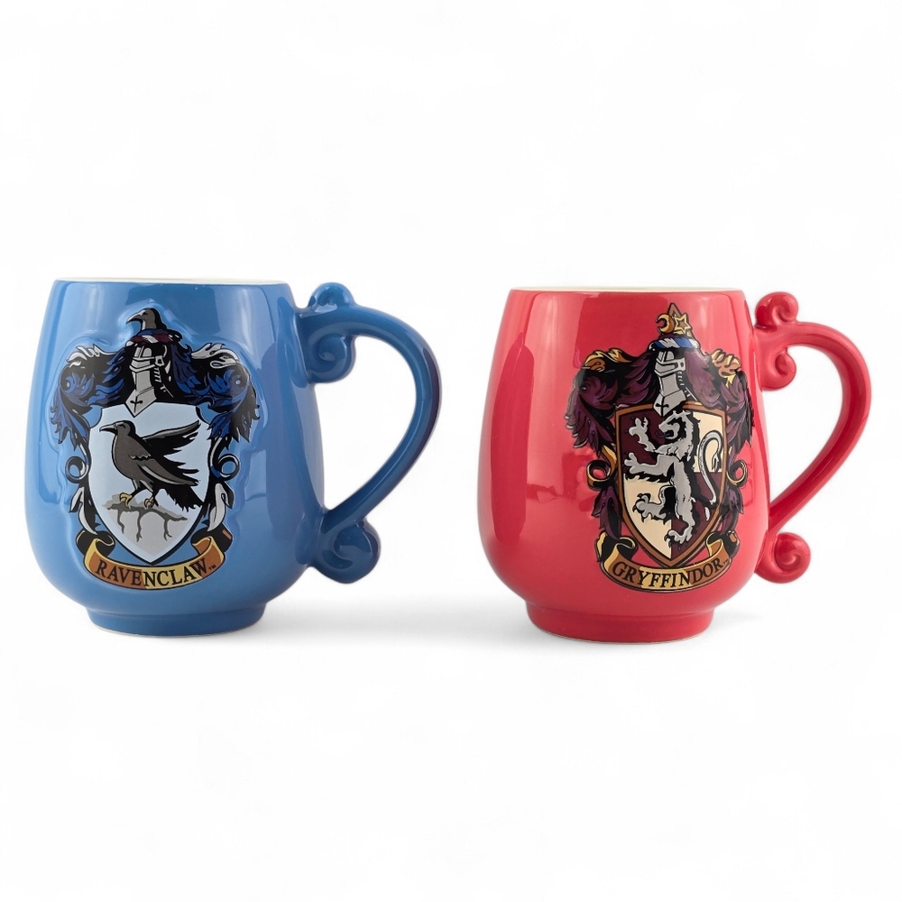 Harry Potter 2 Mugs Wizarding World Houses 3D Sculpted Gryffindor Ravenclaw